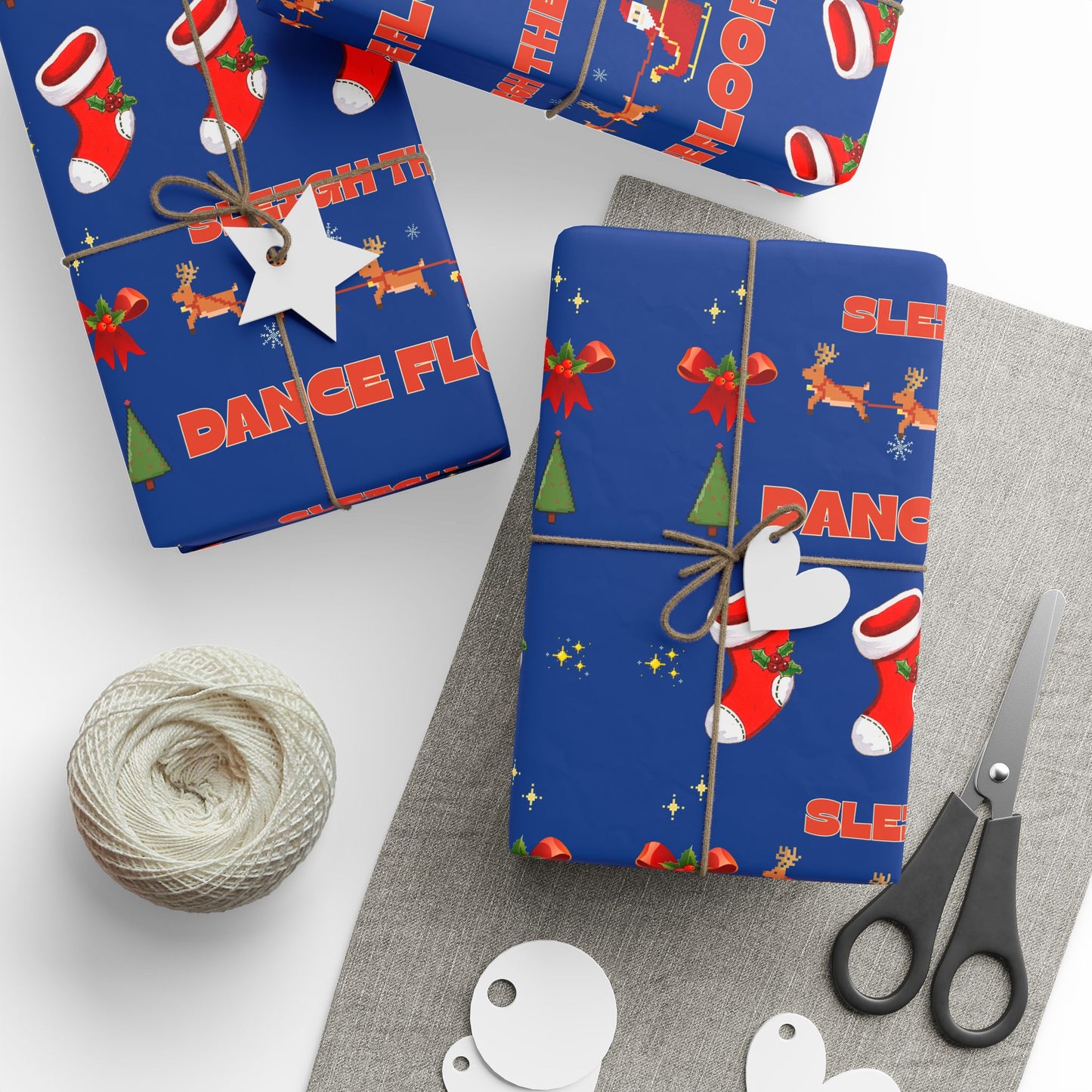 “Sleigh the Dance Floor” Christmas Wrapping Paper – Cute Retro Video Game–Style Holiday Gift Wrap for Dancers, Perfect for Dance Studios & Ballet Lovers