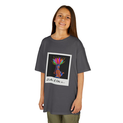 "Shake It Like a..." Youth Short Sleeve Tee – Carnival-Inspired Samba Dancer Graphic Dance Shirt for Kids