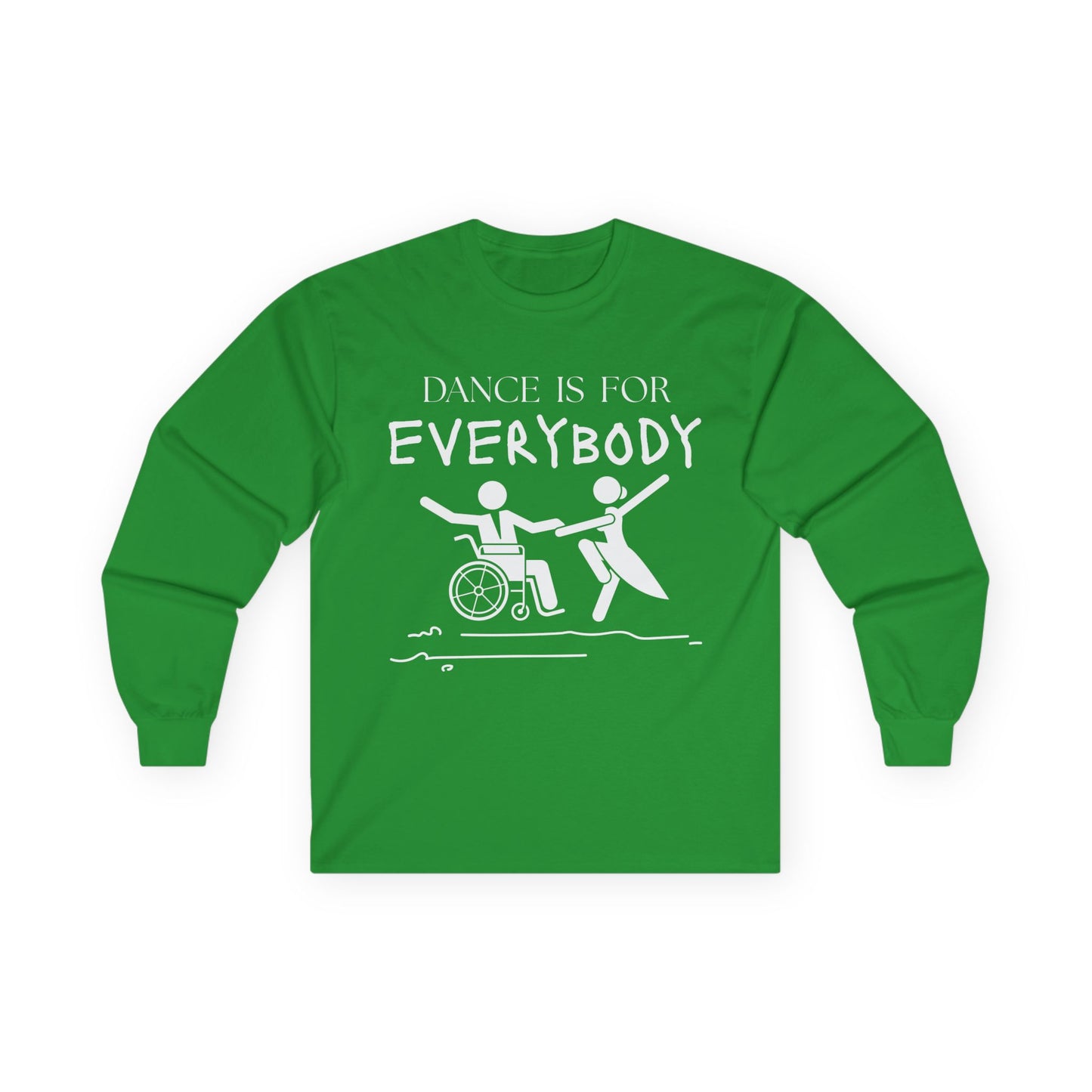 “Dance is for Everybody” Unisex Long Sleeve Tee – Inclusive Dance Shirt Promoting Diversity in Dance + Optional Name or Studio Personalization