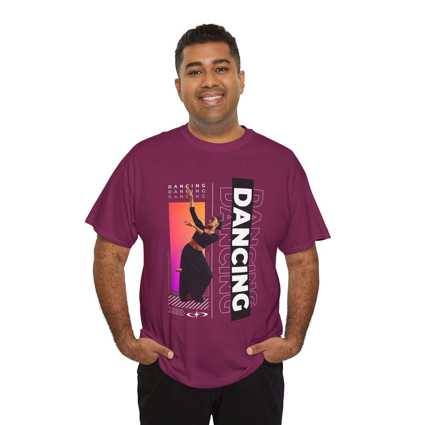 “Dancing” Streetwear-Inspired Female Dancer Unisex Heavy Cotton Tee – Urban Dance Graphic T-Shirt for Performers and Dance Lovers