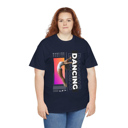 “Dancing” Streetwear-Inspired Female Dancer Unisex Heavy Cotton Tee – Urban Dance Graphic T-Shirt for Performers and Dance Lovers