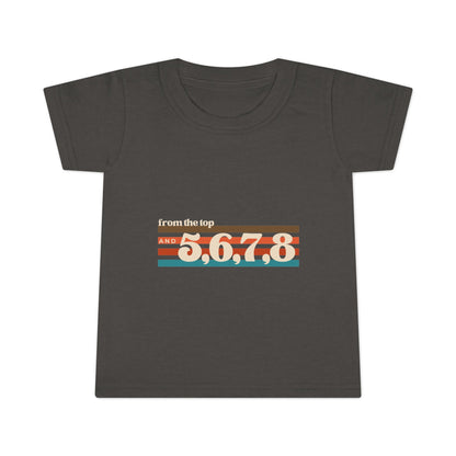 "From the Top and 5, 6, 7, 8" Toddler Dance T-Shirt – Retro Choreography-Inspired Short Sleeve Tee for Kids