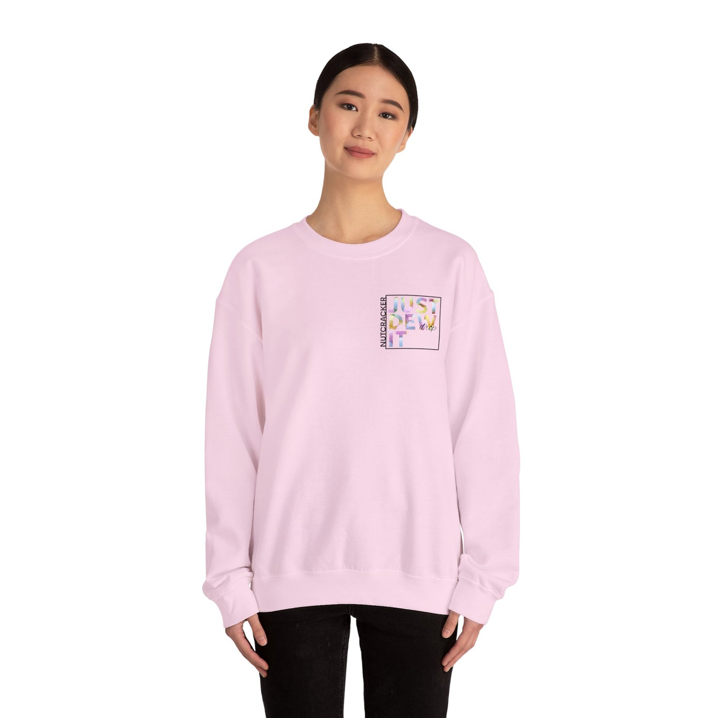 “Just Dew Drop It” Back Print ADULT Sweatshirt + “Nutcracker 2025” Front – Unisex Heavy Blend Crewneck | Ballet Dewdrop Fairy Holiday Dance Apparel
