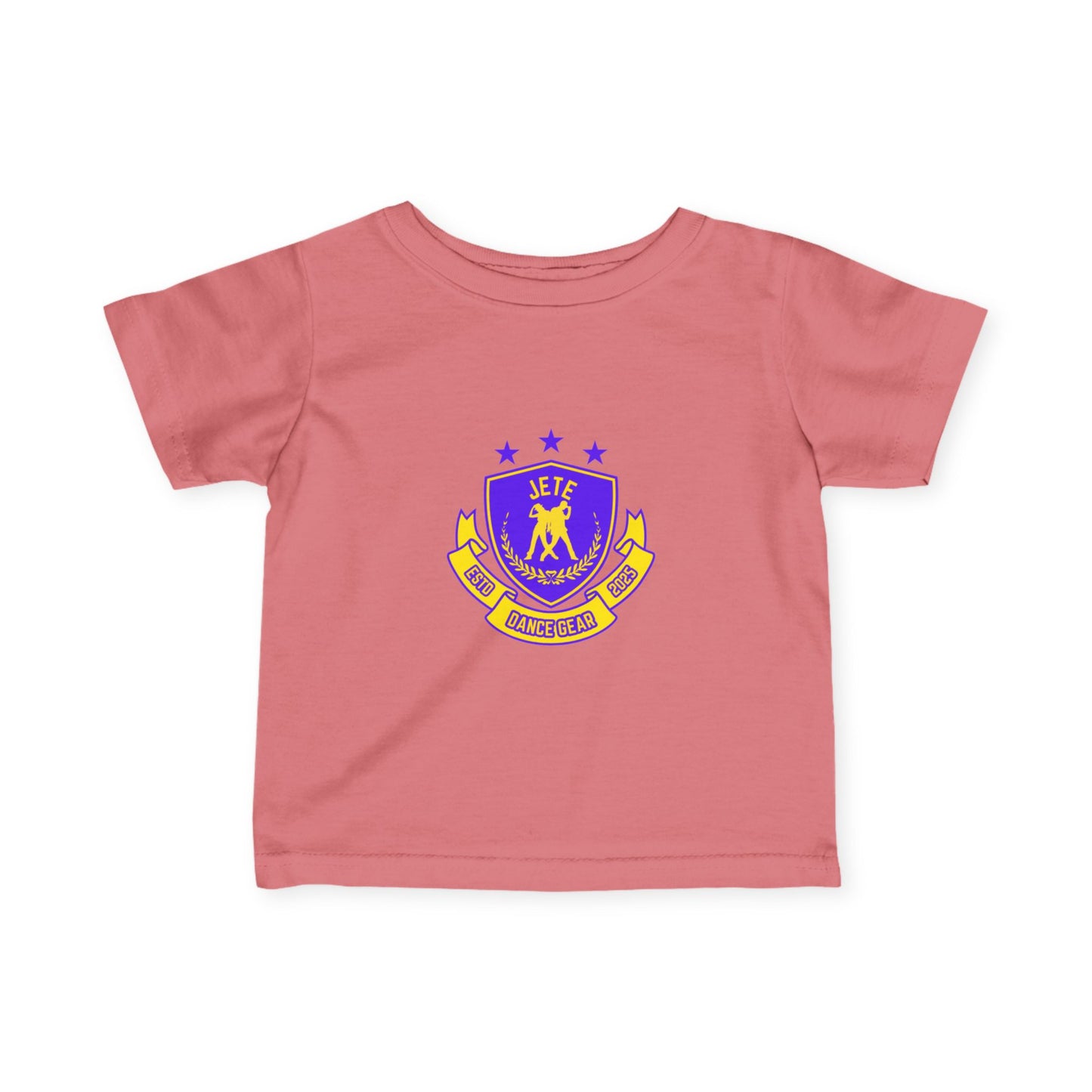"Jeté Dance Gear" Infant Dance T-Shirt – Collegiate-Inspired Dancer Graphic Short Sleeve Tee for Babies