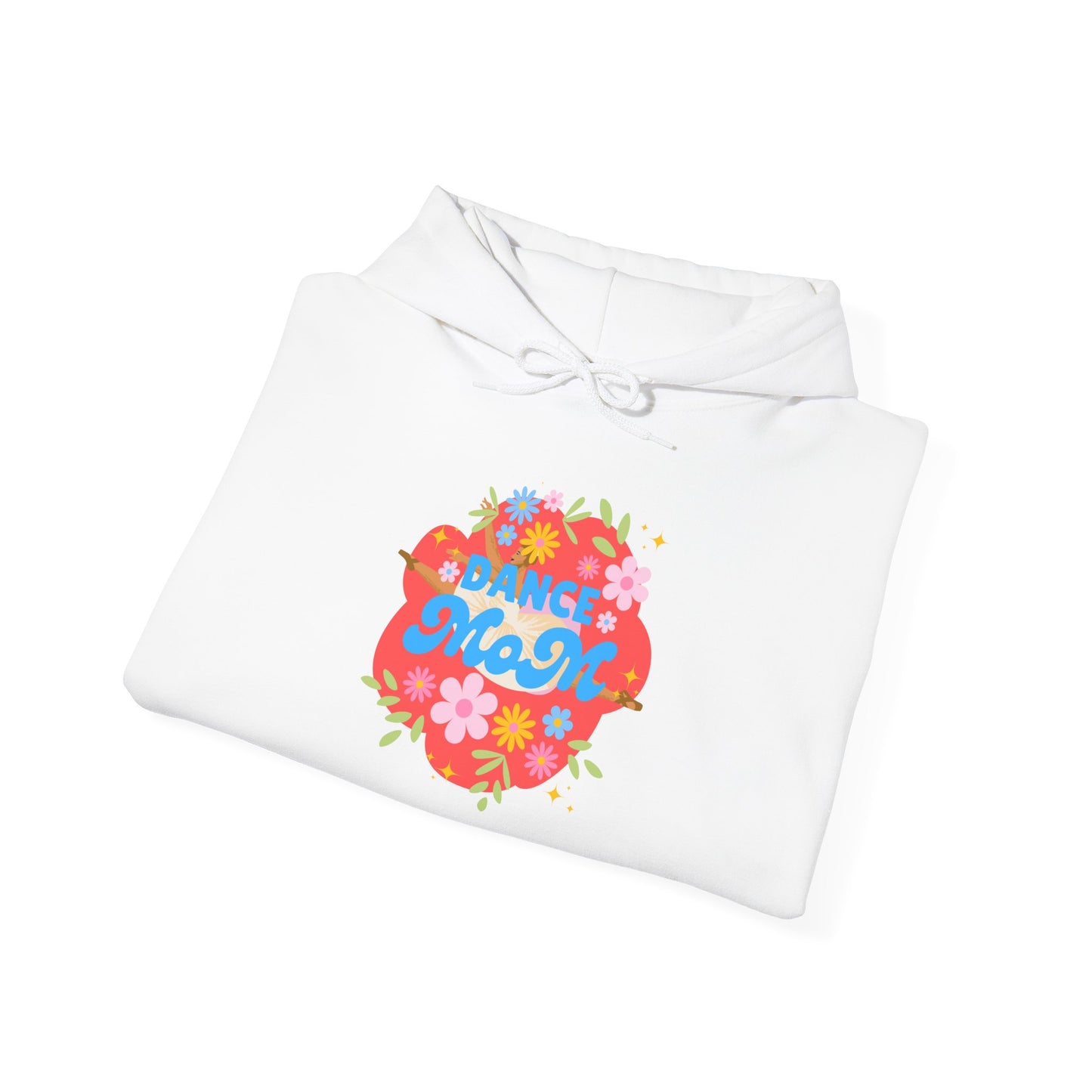 "Dance Mom" Superhero Hoodie – Floral Front Graphic & Fun Back Design | Unisex Hooded Sweatshirt for Proud Dance Parents