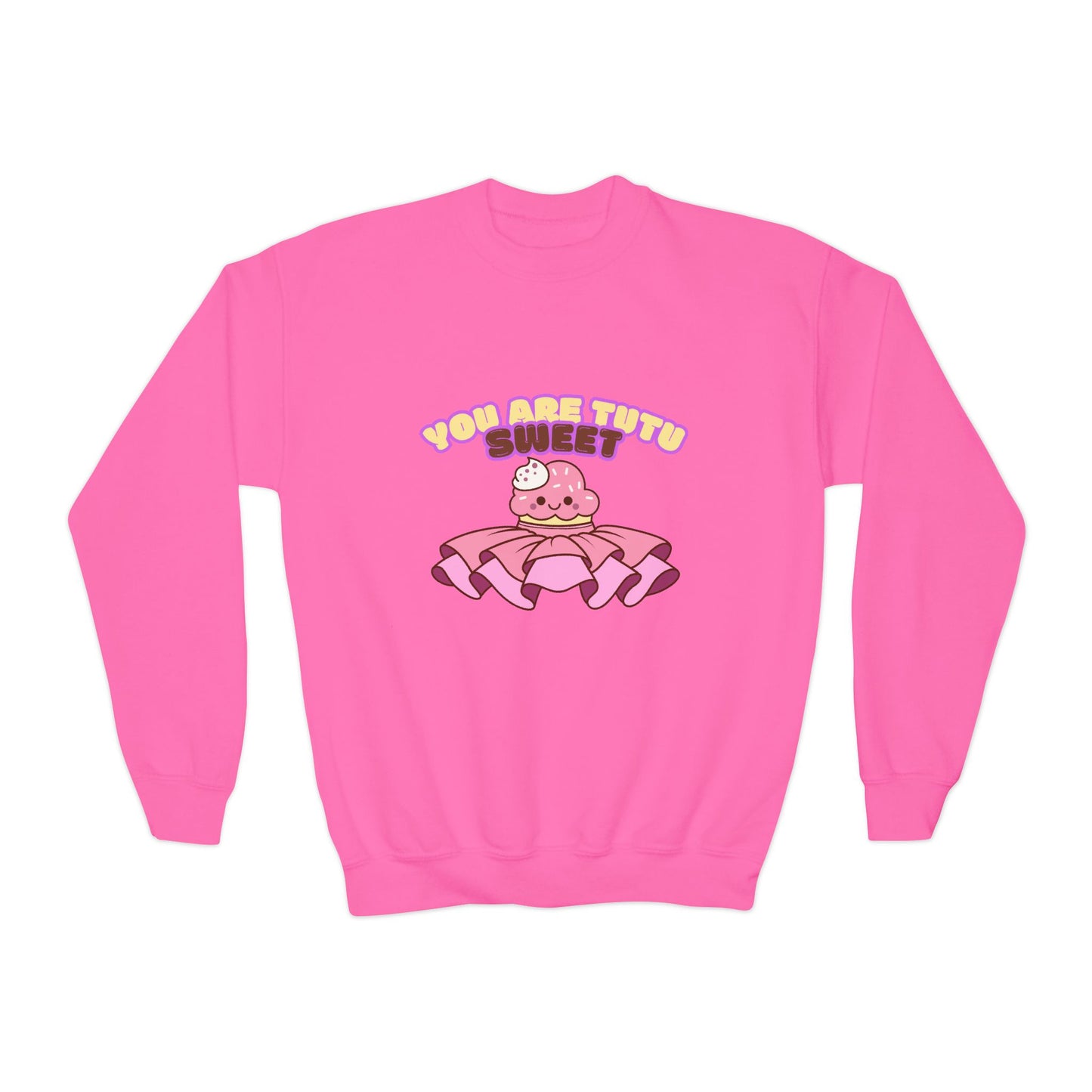"You Are Tutu Sweet" Youth Crewneck Dance Sweatshirt – Kawaii Cupcake Graphic | Cute Ballet Themed Kids Pullover