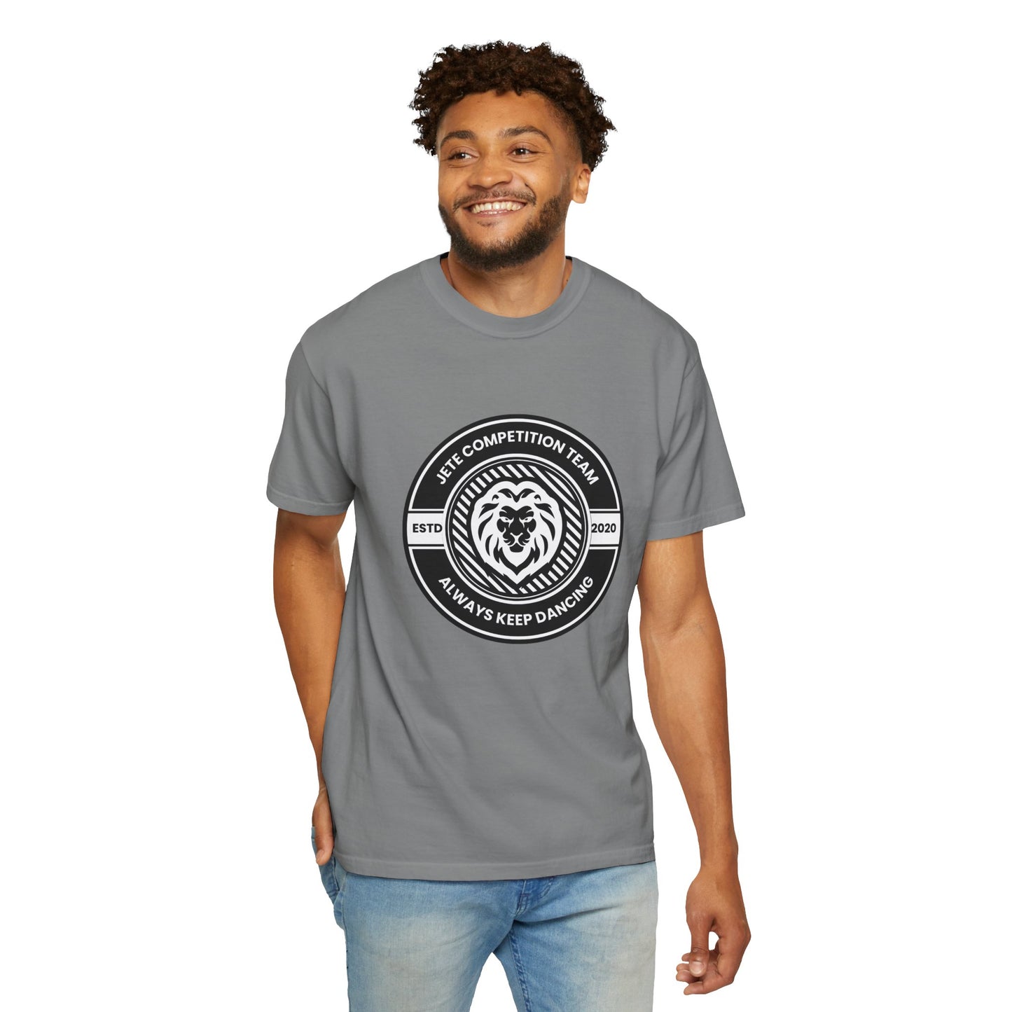 "Jeté Competition Team,  Always Keep Dancing" Unisex Garment-Dyed T-Shirt – Collegiate-Style Dance Graphic Tee – Shirt for Dancers & Teams