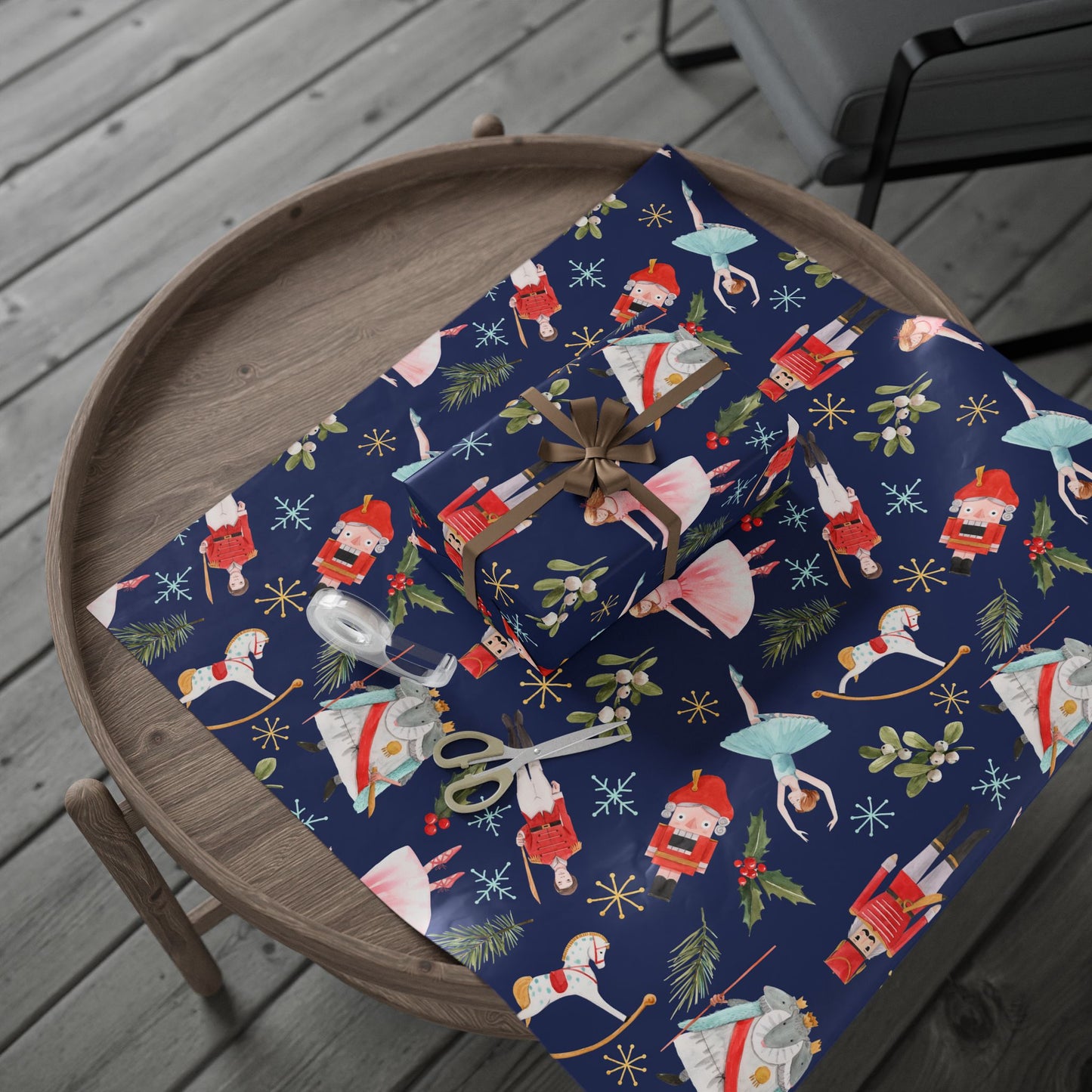"Nutcracker Ballet" Christmas Wrapping Paper – Festive Holiday Gift Wrap with Classic Ballet Dancers & Christmas Scene Design, Perfect for Dance Lovers and Studios