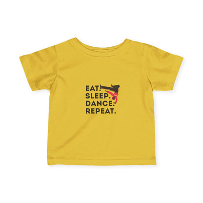 "Eat, Sleep, Dance, Repeat" Infant Fine Jersey Tee – Bold B-Boy Baby Dance T-Shirt for Hip-Hop Loving Little Movers