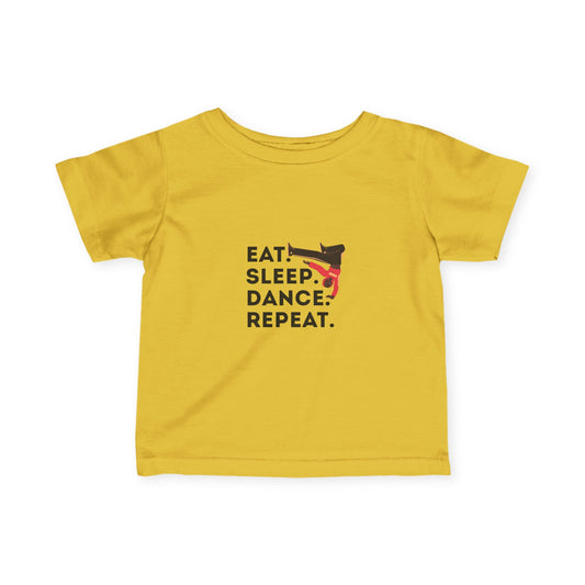 "Eat, Sleep, Dance, Repeat" Infant Fine Jersey Tee – Bold B-Boy Baby Dance T-Shirt for Hip-Hop Loving Little Movers
