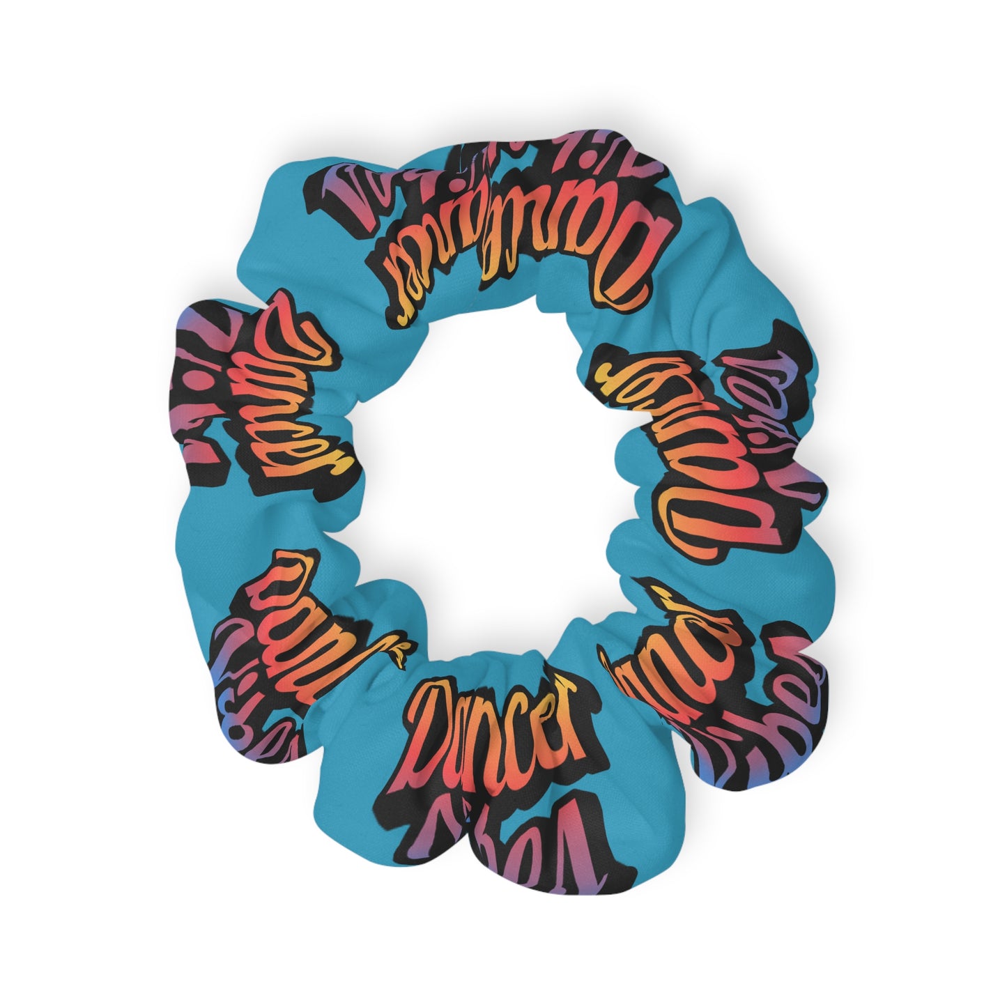 “Dancer Vibes” Scrunchie – Colorful Text Dance Hair Accessory for Performers and Dance Lovers