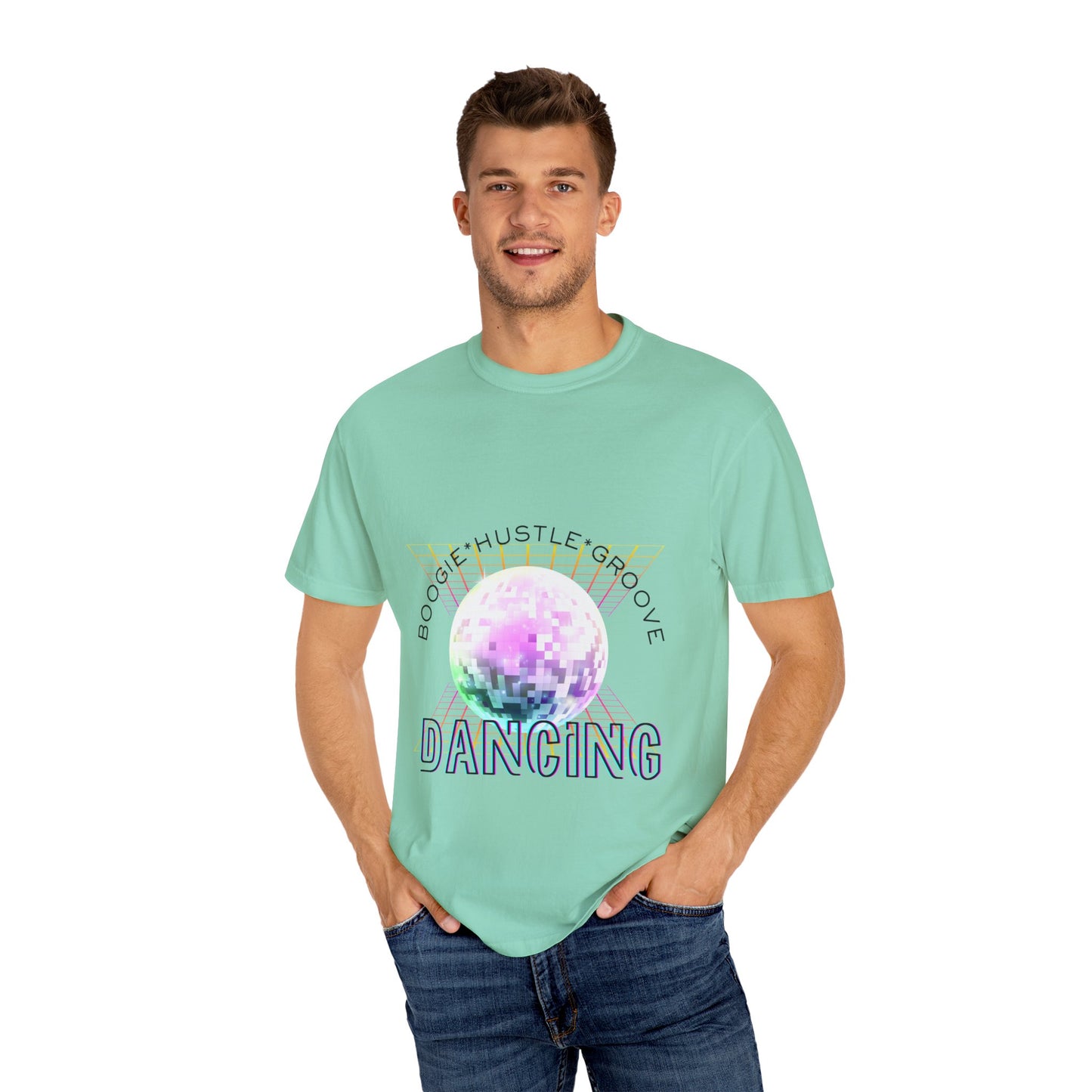 "Boogie, Hustle, Groove - Dancing" Streetwear Dance Graphic – Unisex Garment-Dyed T-Shirt