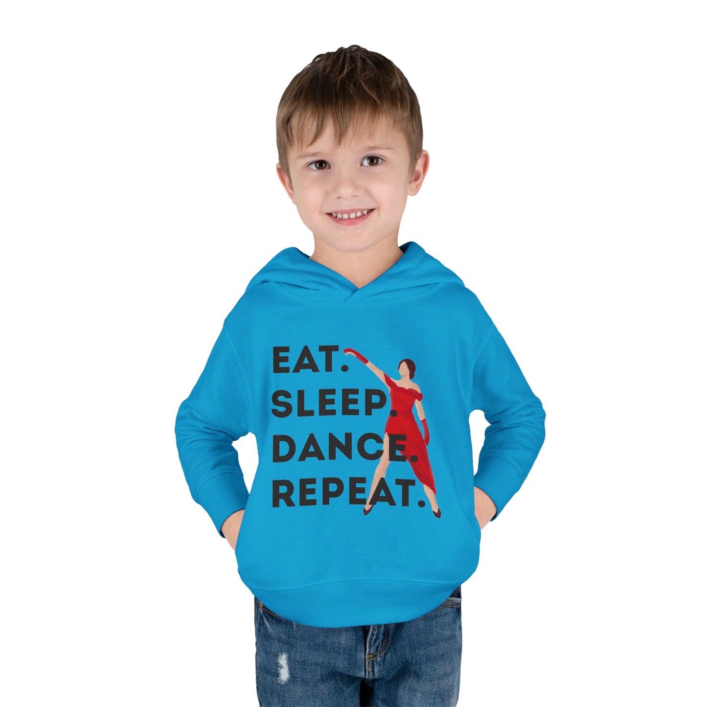 "Eat Sleep Dance Repeat" Toddler Dance Hoodie – Bold Dancer Graphic Fleece Pullover for Kids