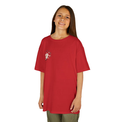 “5-eee and a 6-eee and a Ho, Ho, Ho” YOUTH Short Sleeve Tee with Playful Dancing Santa Front & Back – Festive Christmas Dance Tee for Dancers & Studios