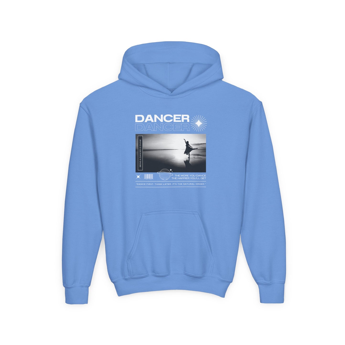 “Dancer” Arabesque on the Beach Graphic | Unisex Youth Hoodie – Streetwear-Inspired Ballet Dance Hoodie for Kids & Young Dancers
