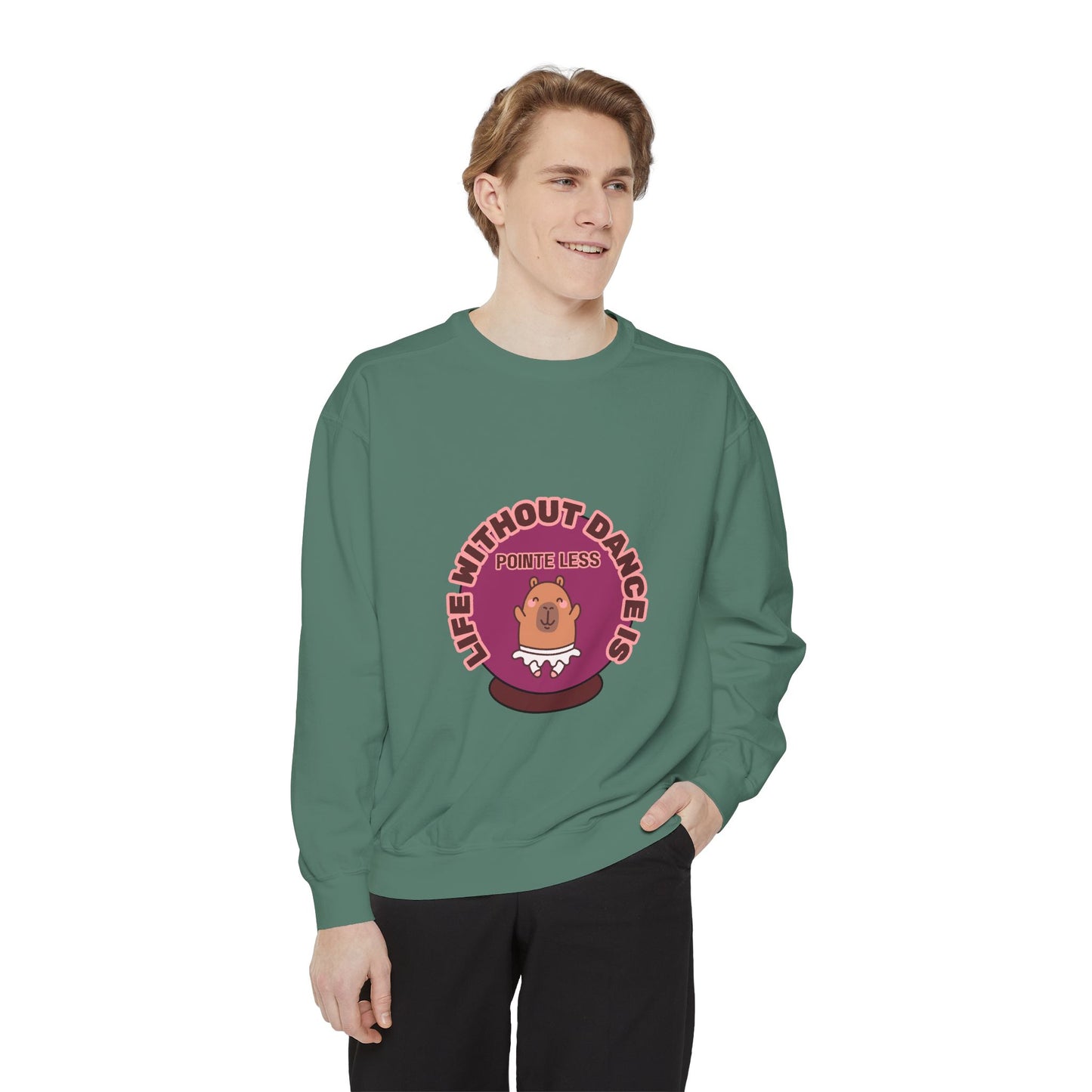 "Life Without Dance Is Pointeless" Unisex Lightweight Crewneck Sweatshirt – Bold Retro Ballet Pun Graphic Pullover for Dancers & Dance Lovers