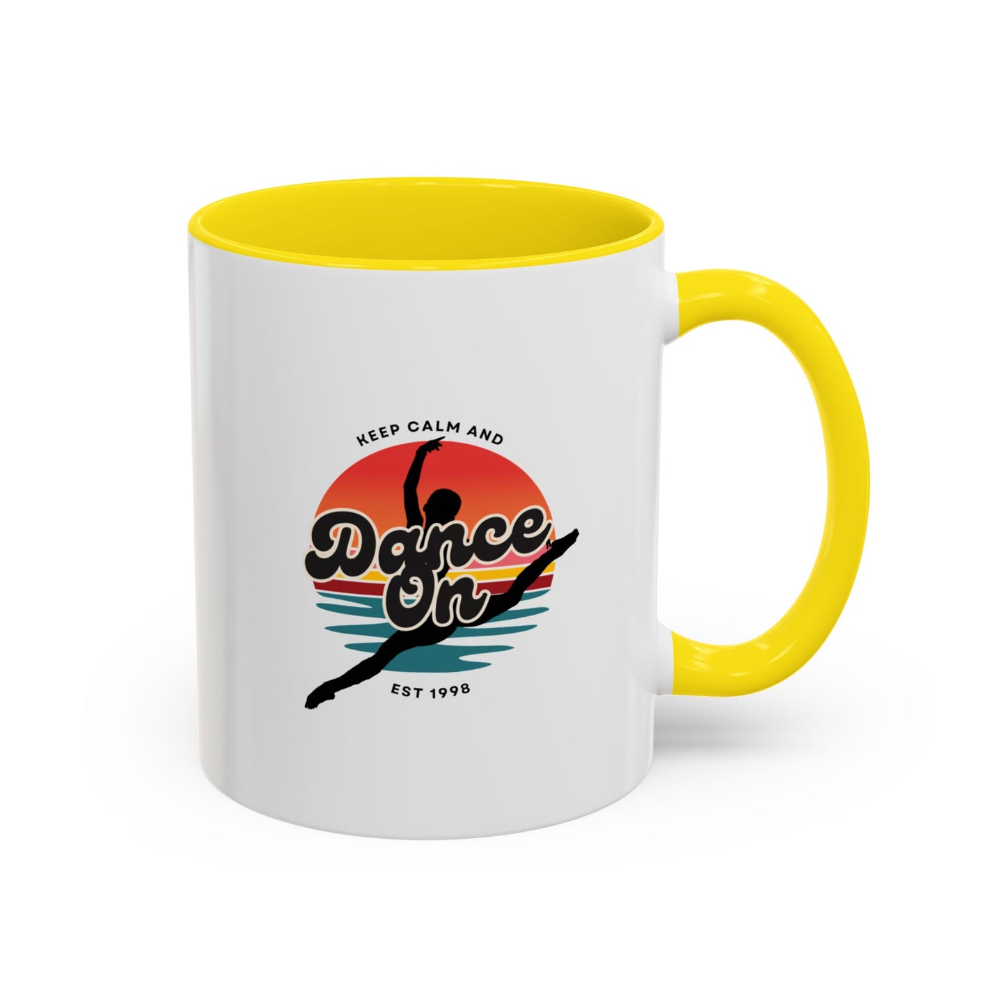 "Keep Calm and Dance On" Accent Coffee Mug – Motivational Dance Quote Ceramic Mug for Dancers and Instructors