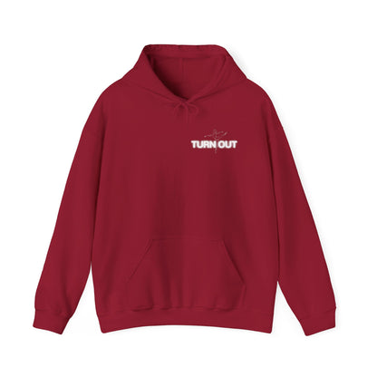 "Turn Out" Ballet Hoodie – Unisex Heavy Blend™ Hooded Sweatshirt with Front & Back Ballerina Graphics for Dancers