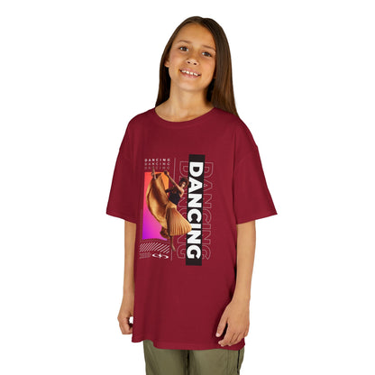 "Dancing" Youth Short Sleeve T-Shirt – Streetwear-Inspired Female Dancer Graphic – Stylish Dance Apparel for Kids