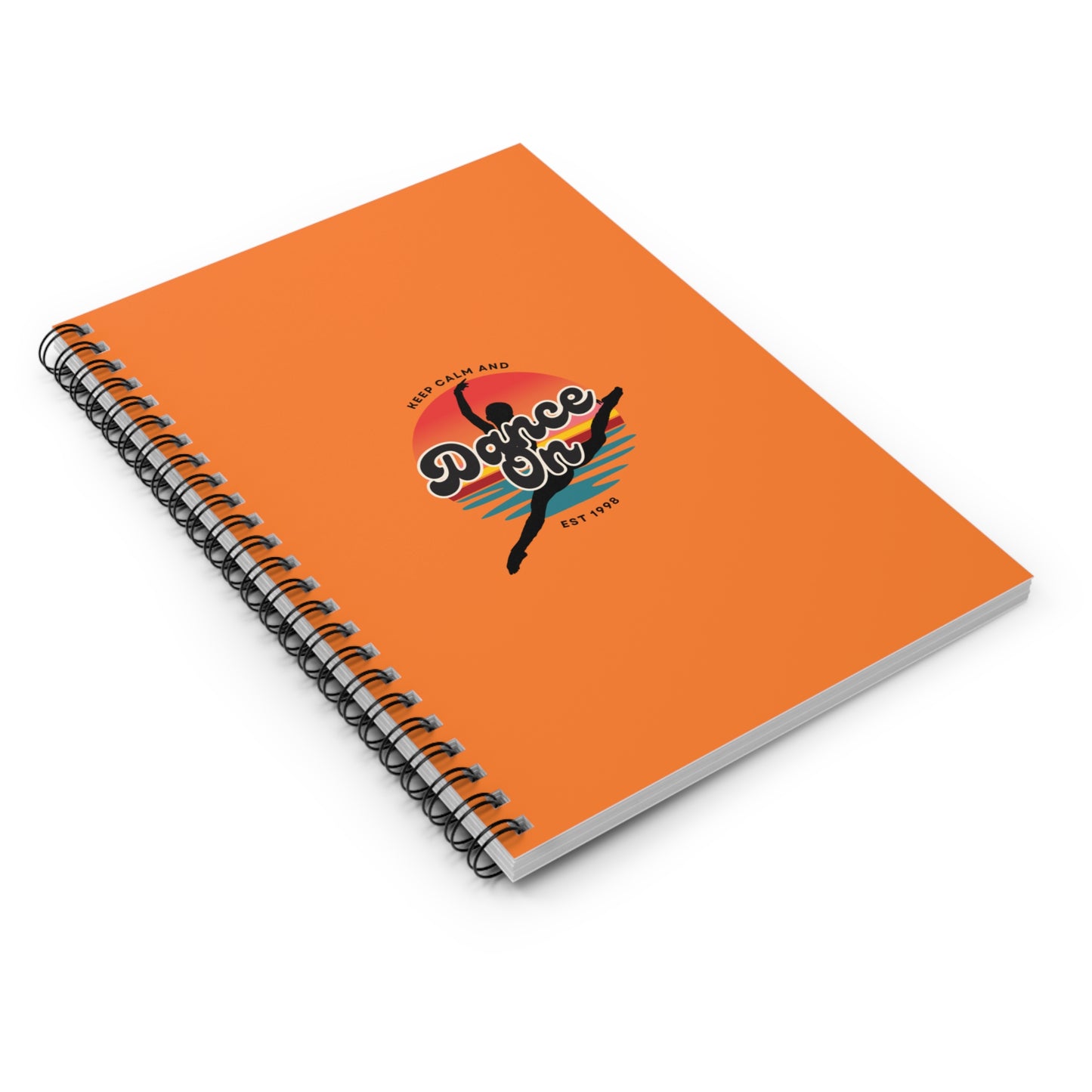 "Keep Calm and Dance On" Spiral Notebook – Retro Dance Journal with Colorful Graphic for Dancers, Students & Creative Writers