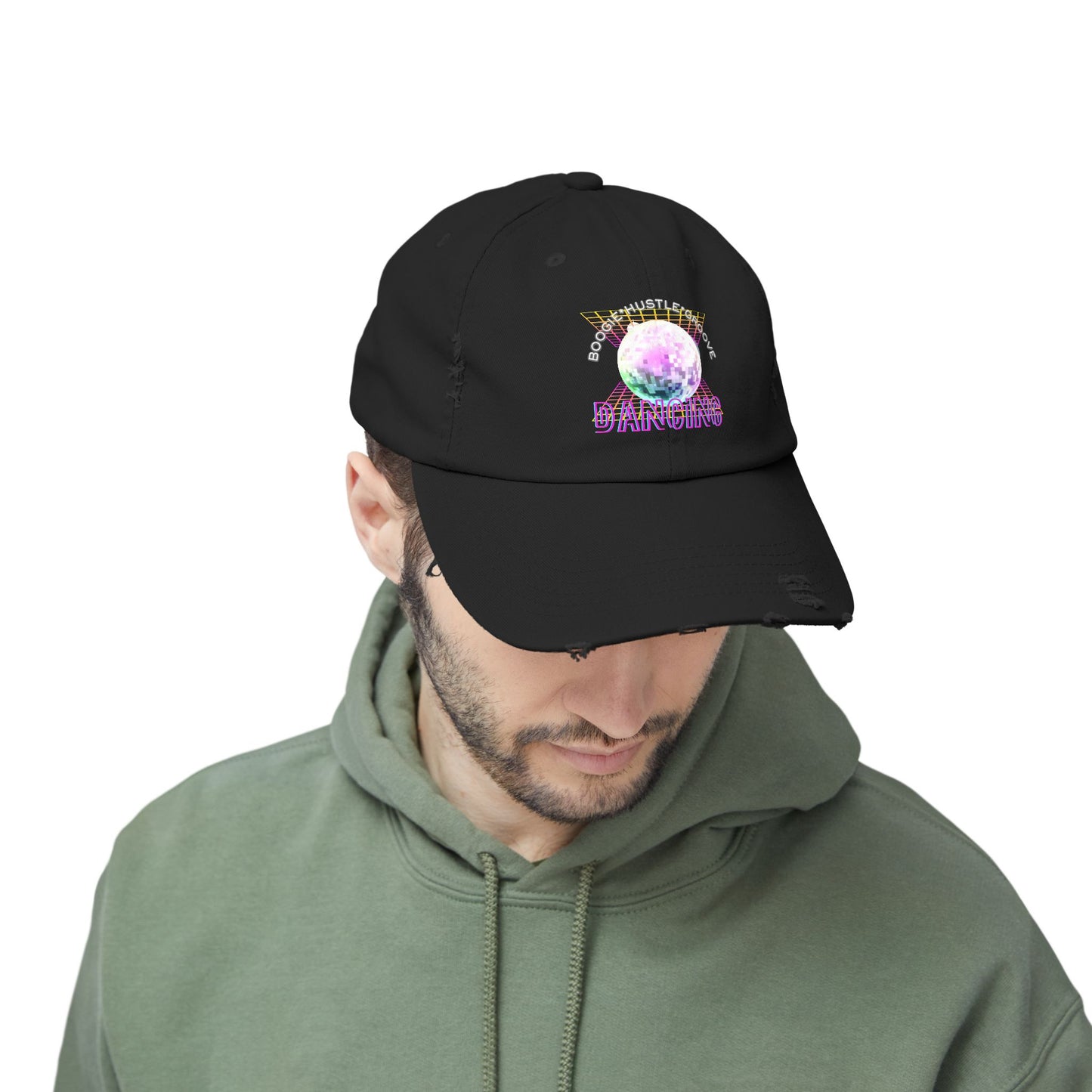 "Boogie, Hustle, Groove - Dancing" Streetwear Embroidered Design – Unisex Distressed Dance Cap