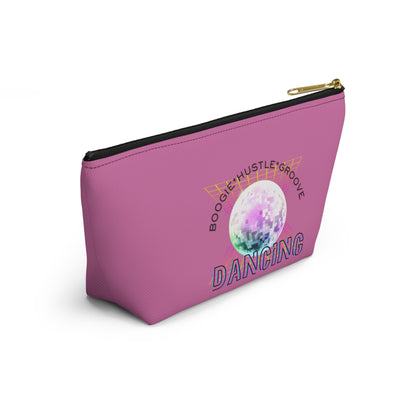 "Boogie, Hustle, Groove - Dancing" Retro Dance-Inspired Makeup Bag | Funky Bold Accessory Pouch for Dancers