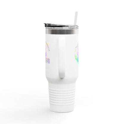 "Boogie, Hustle, Groove - Dancing" 40oz Insulated Travel Mug – Disco Dance Theme Stainless Steel Tumbler with Lid & Straw | Jeté Dance Shop