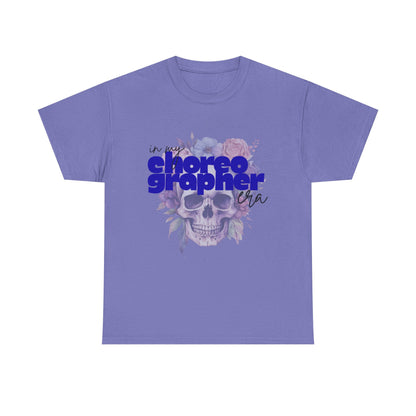 "In My Choreographer Era" Skull Floral Tee – Unisex Heavy Cotton Dance T-Shirt with Cool Gothic Graphic