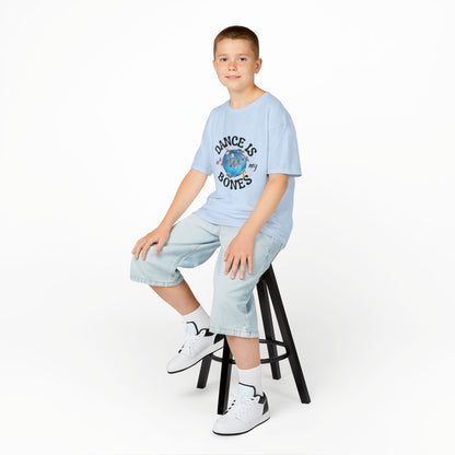 "Dance Is in My Bones” Halloween Dance T-Shirt with Dancing Skeletons Graphic - Kids Heavy Cotton™ Tee