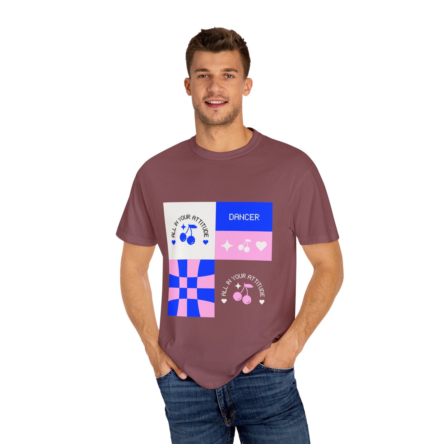 "Dancer, All in Your Attitude" Unisex Garment-Dyed T-Shirt – Bold Superhero-Style Graphic Tee – Empowering Dance Shirt for Performers
