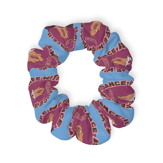 “Life Without Dance Is Pointeless” Scrunchie – Funny Ballet Pun Hair Accessory with Cute Dancing Capybara Graphic