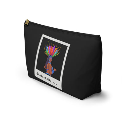 "Shake It Like a..." Makeup Bag – Carnival-Inspired Samba Dancer Graphic – Fun Dance-Themed Zipper Pouch for Cosmetics, Travel & Accessories