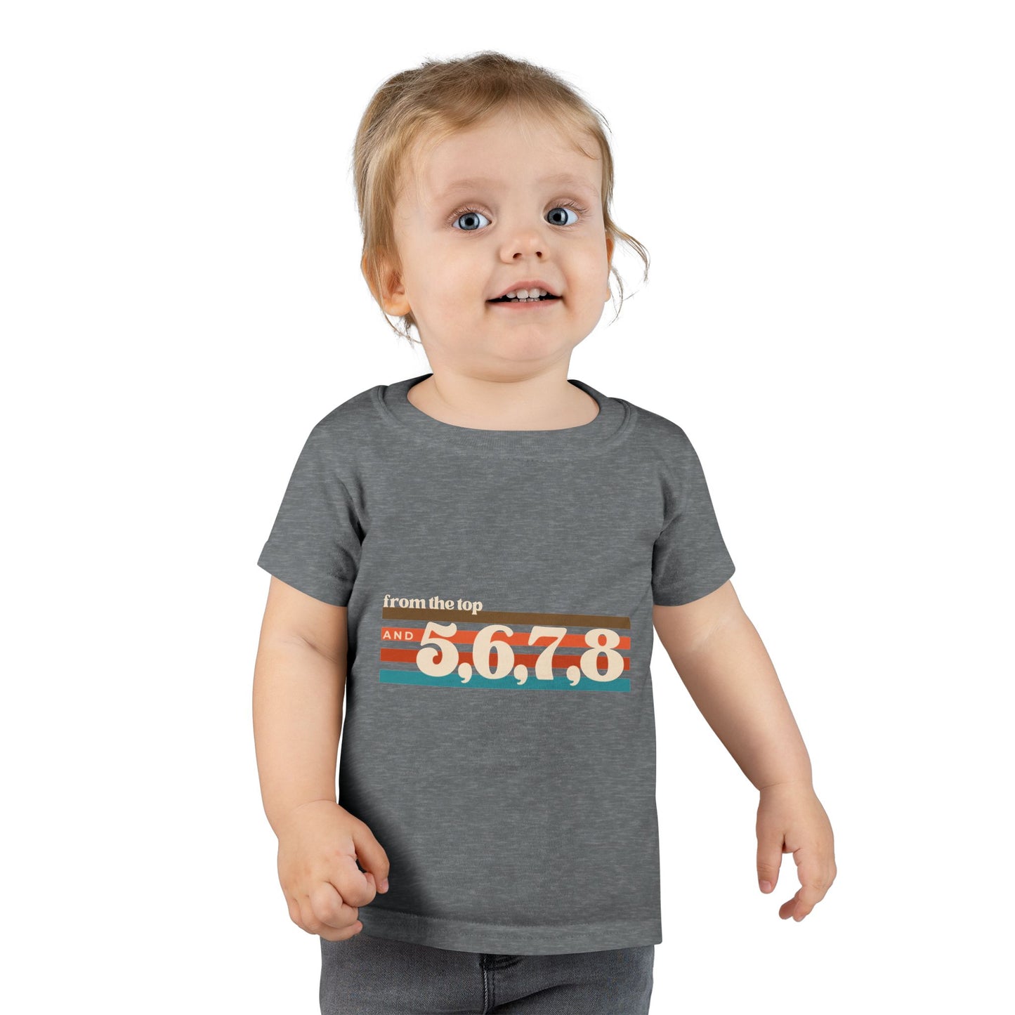 "From the Top and 5, 6, 7, 8" Toddler Dance T-Shirt – Retro Choreography-Inspired Short Sleeve Tee for Kids