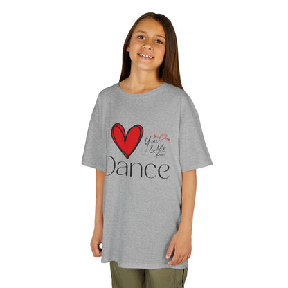 "I Love Dance" Youth Short Sleeve Tee – Hand-Drawn Heart & Note Graphic Dance Lover T-Shirt