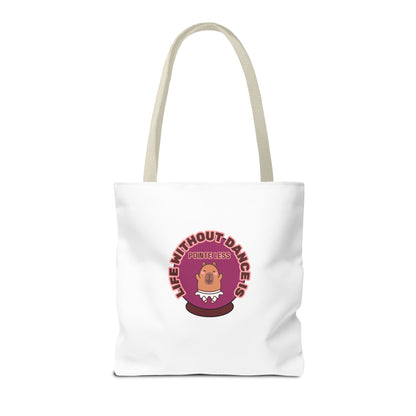 "Life Without Dance Is Pointeless" Capybara Canvas Tote Bag – Funny Dance Pun Tote for Dancers & Animal Lovers
