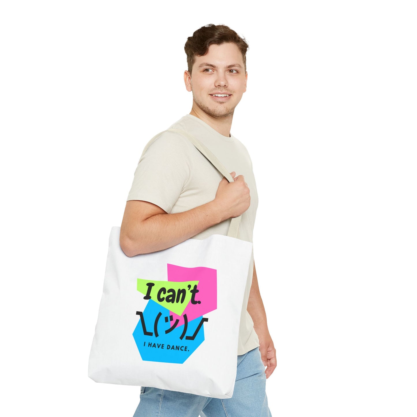 "I Can't. I Have Dance." – 80s Retro Emoji Canvas Tote Bag for Dancers | Funny Dance Quote Reusable Shoulder Bag