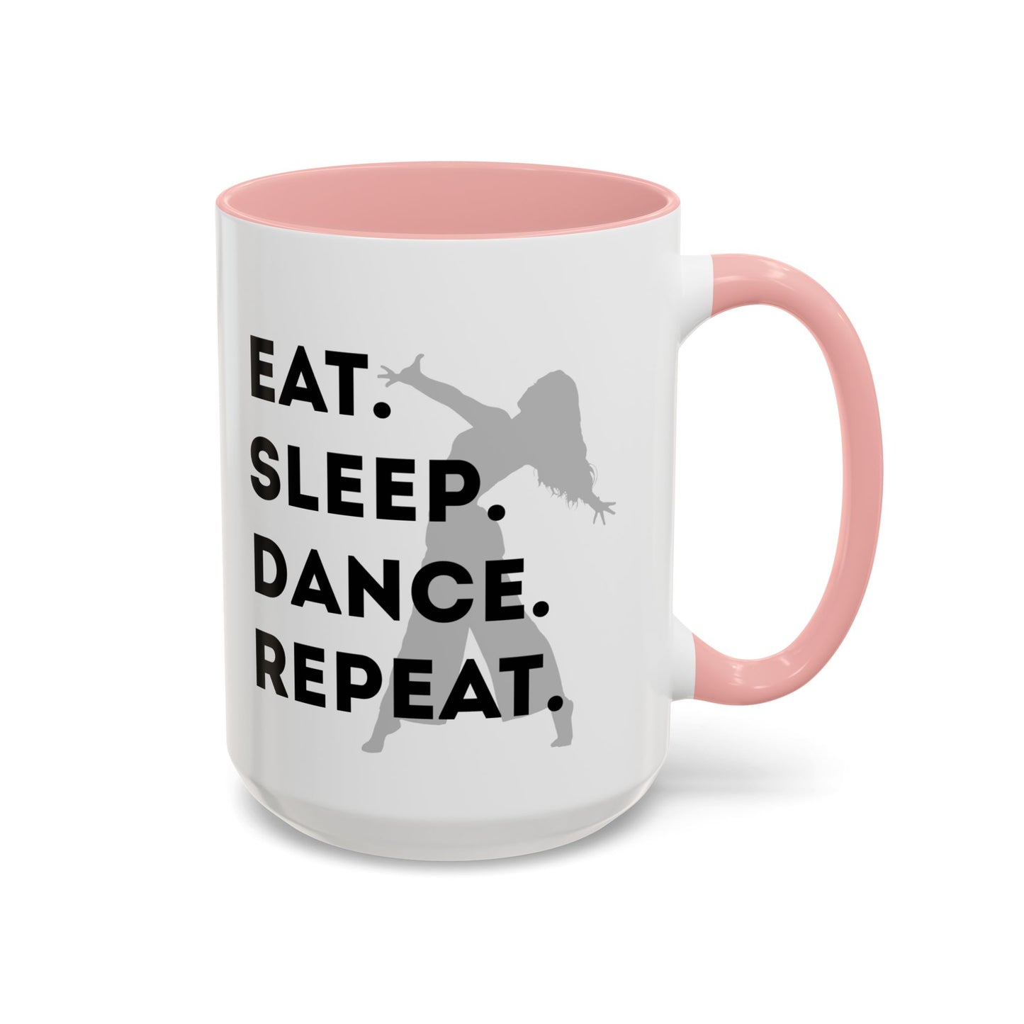 "Eat Sleep Dance Repeat" Accent Coffee Mug – Gray Dancer Graphic Ceramic Mug for Dance Lovers