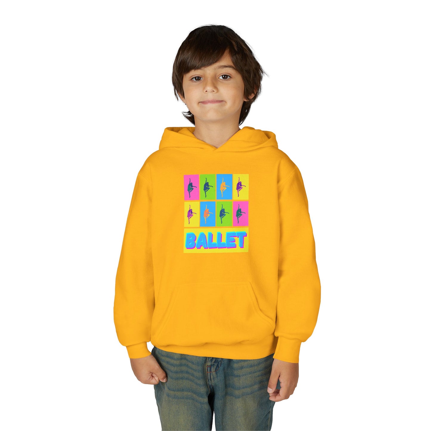 “Ballet” Pop Art Inspired Design with Ballet Dancer Graphics | Streetwear Ballet Hoodie for Kids & Young Dance Enthusiasts | Unisex Youth Hoodie