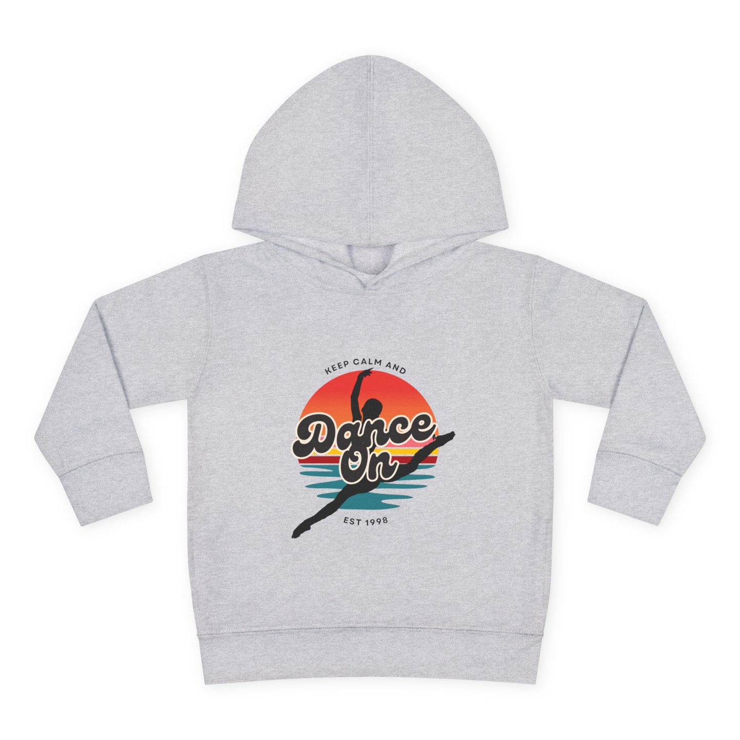 “Keep Calm and Dance On” Toddler Fleece Hoodie – Retro Dancer Graphic Sweatshirt for Little Movers