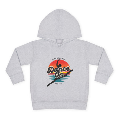 “Keep Calm and Dance On” Toddler Fleece Hoodie – Retro Dancer Graphic Sweatshirt for Little Movers