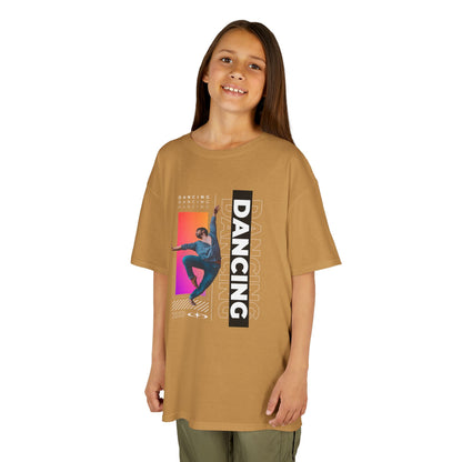 “Dancing” Youth Short Sleeve T-Shirt – Streetwear-Inspired Male Dancer Graphic – Trendy Kids Dance Apparel Tee