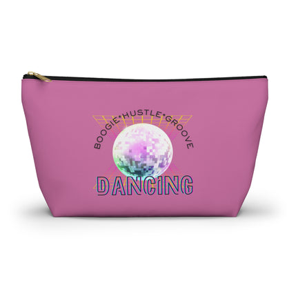"Boogie, Hustle, Groove - Dancing" Retro Dance-Inspired Makeup Bag | Funky Bold Accessory Pouch for Dancers