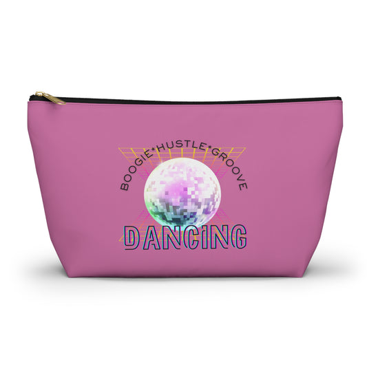 "Boogie, Hustle, Groove - Dancing" Retro Dance-Inspired Makeup Bag | Funky Bold Accessory Pouch for Dancers