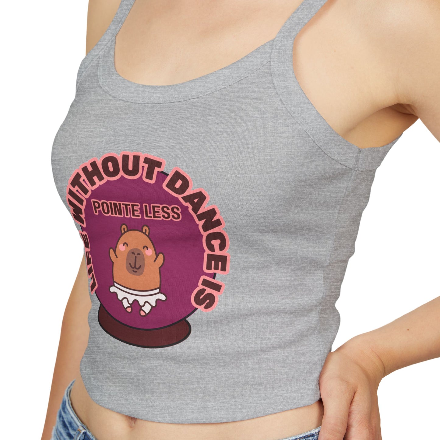 "Life Without Dance is Pointeless" Capybara Tank – Women's Spaghetti Strap Dance Top with Cute Animal Graphic