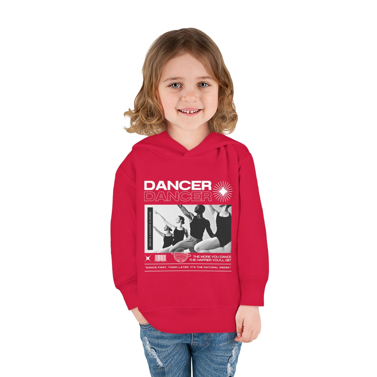 “Dancer” Toddler Pullover Hoodie – Streetwear-Inspired Ballet Barre Graphic Sweatshirt for Kids
