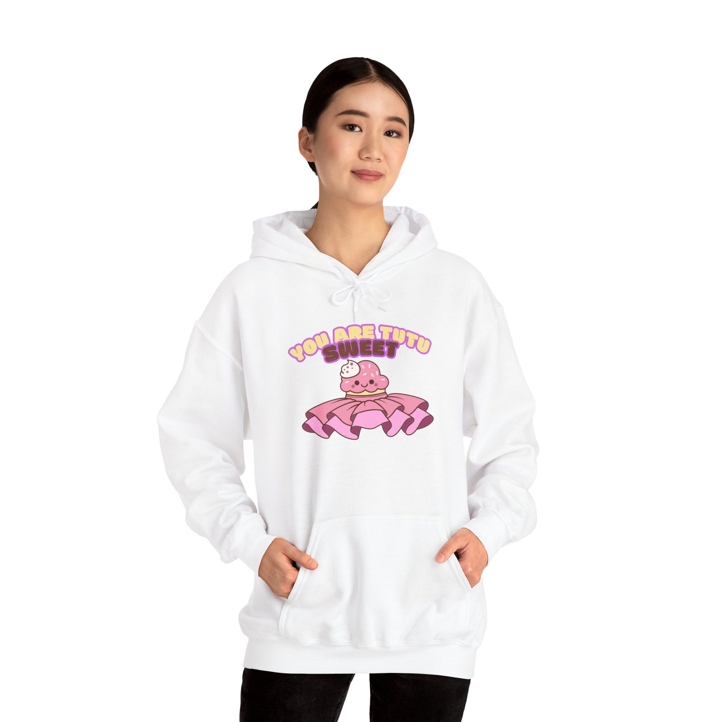 "You Are Tutu Sweet" Unisex Heavy Blend Hooded Sweatshirt – Kawaii Cupcake in Tutu Dance Graphic Hoodie for Adults and Teens