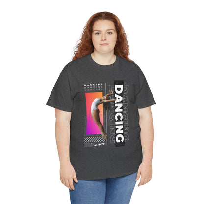 “Dancing” Streetwear-Inspired Female Dancer Unisex Heavy Cotton Tee – Urban Dance Graphic T-Shirt for Performers and Dance Lovers