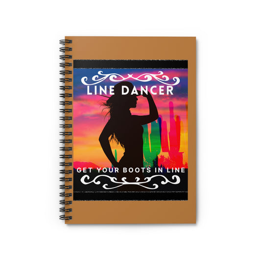 "Line Dancer, Get Your Boots in Line" Western-Inspired Design – Spiral Dance Notebook for Journaling, Class Notes & Choreo Planning