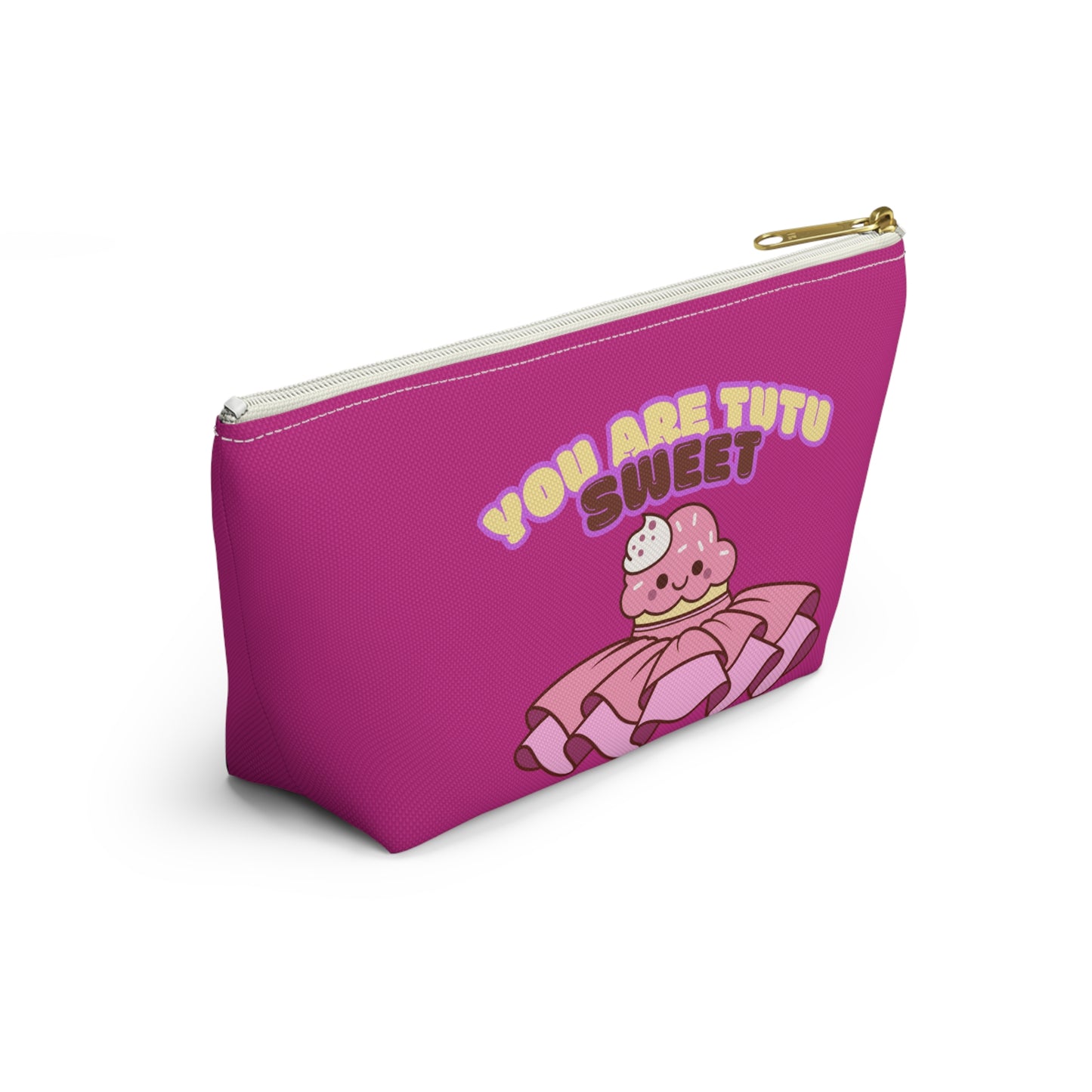 "You Are Tutu Sweet" Accessory Pouch & Makeup Bag – Kawaii Cupcake with Tutu Graphic