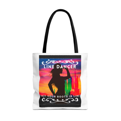 "Line Dancer, Boots on the Ground” Canvas Tote Bag – Cowgirl Graphic | Western Dance Bag for Country Lovers & Line Dancing Fans